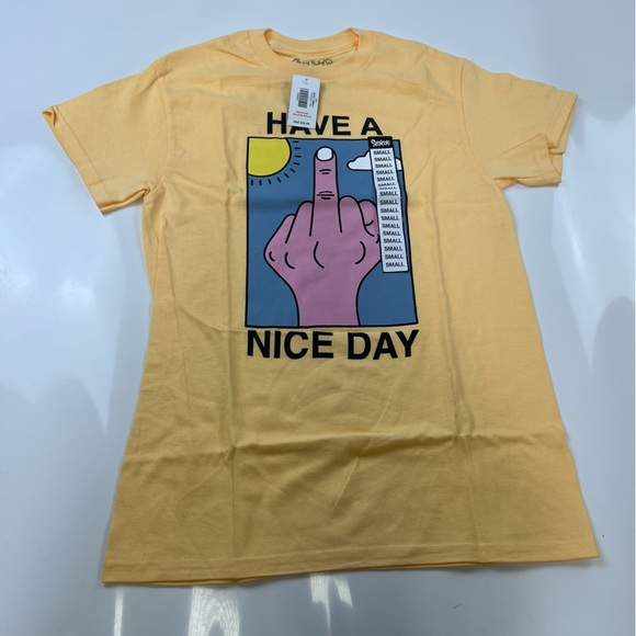 Spencer’s Have a nice day yellow shirt - Picture 1 of 2